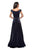 La Femme - 27846 Ruched Off-Shoulder A-line Dress In Blue