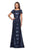 La Femme - 27884 Floral Bateau Evening Dress In Blue