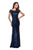 La Femme - 27079 Sequined Bateau Sheath Dress In Blue
