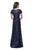 La Femme - 27884 Floral Bateau Evening Dress In Blue