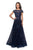 La Femme - 26907 Lace Applique Bateau A-line Dress In Blue