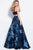 58610 Two Piece Sleeveless Floral Satin Gown