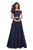 La Femme - 27028 Two-Piece Off Shoulder Scalloped Lace Gown In Blue