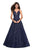 La Femme - 27030 Deep Sweetheart Lace Organza A-line Dress In Blue