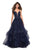 La Femme - 27192 Embellished Deep Sweetheart Tulle Ruffled Ballgown In Blue