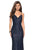 La Femme - 27234 Sequined V-Neck Open Back Gown In Blue