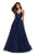 La Femme - 27535 Crisscross Ruched Bodice Tulle Gown In Blue