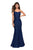 La Femme - 27565 Allover Lace Sleeveless Strappy Back Mermaid Gown In Blue