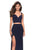 La Femme - 27588 Mock Two Piece Sweetheart Jersey Sheath Dress In Blue