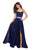 La Femme - 27607 Two Piece Rhinestone Accented Satin A-line Dress In Blue