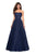 La Femme - 27630 Strapless Ruched Bodice Rhinestone Beaded Tulle Gown In Blue