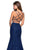 La Femme - 27452 Strappy Two Piece Halter Trumpet Gown In Blue
