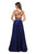 La Femme - 27607 Two Piece Rhinestone Accented Satin A-line Dress In Blue