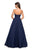 La Femme - 27630 Strapless Ruched Bodice Rhinestone Beaded Tulle Gown In Blue