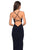La Femme - 27720 Ruched Deep V-neck Jersey Sheath Dress In Blue