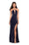 La Femme - 26963 Strappy Halter Cutouts Gown with Slit In Blue