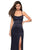 La Femme - 27274 Beaded Halter Sheath Satin Dress In Blue