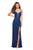 La Femme - 27512 Strappy Open Back Plunging Sweetheart Dress In Blue