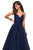La Femme - 27535 Crisscross Ruched Bodice Tulle Gown In Blue