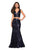La Femme - 27590 Fully Sequined Deep V-neck Trumpet Dress In Blue