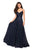 La Femme - 27747 Sequined V-neck A-line Dress In Blue