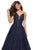 La Femme - 27030 Deep Sweetheart Lace Organza A-line Dress In Blue