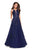 La Femme - 27143 Lace Embroidered Halter A-Line Gown In Blue