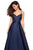 La Femme - 27447 Sleeveless V-neck Mikado Ballgown In Blue