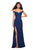 La Femme - 27587 Off Shoulder Jersey High Slit Long Gown In Blue