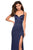 La Femme - 27617 Sweetheart Evening Gown with Slit In Blue