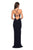 La Femme - 27720 Ruched Deep V-neck Jersey Sheath Dress In Blue