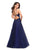 La Femme - 27143 Lace Embroidered Halter A-Line Gown In Blue