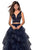 La Femme - 27445 Two-Piece Plunging Beaded Bodice Tiered Gown In Blue