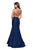 La Femme - 27452 Strappy Two Piece Halter Trumpet Gown In Blue