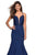 La Femme - 27560 Plunging Sweetheart Strappy Mermaid Dress In Blue