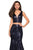 La Femme - 27590 Fully Sequined Deep V-neck Trumpet Dress In Blue