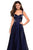 La Femme - 27227 Two Tone Satin Sweetheart A-line Dress In Blue