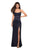 La Femme - 27274 Beaded Halter Sheath Satin Dress In Blue