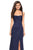 La Femme - 27470 Sleeveless Draped Sheath High Slit Gown In Blue