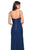 La Femme - 27626 Pleated Surplice Bodice High Slit Gown In Blue