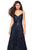 La Femme - 27747 Sequined V-neck A-line Dress In Blue