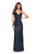 La Femme - 27234 Sequined V-Neck Open Back Gown In Blue