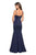 La Femme - 27524 Modified Scoop Jersey Trumpet Dress In Blue