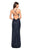 La Femme - 27234 Sequined V-Neck Open Back Gown In Blue
