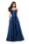La Femme - 27515 Strapless Sweetheart Metallic Chiffon Prom Dress IIn Blue