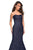 La Femme - 27267 Strapless Sweetheart Neck Metallic Lace Trumpet Gown In Blue