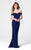 Tarik Ediz - Off the Shoulder Fitted Gown 50006 in Blue