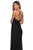 La Femme - 28206 Long Crisscross Strapped High Slit Sheath Gown In Black