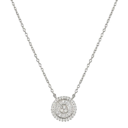 Ashley Schenkein Jewelry - Baguette CZ Round Necklace in Silver