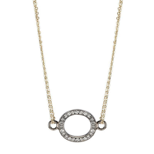Ashley Schenkein Jewelry - Brooklyn Diamond Open Oval Necklace in Gold